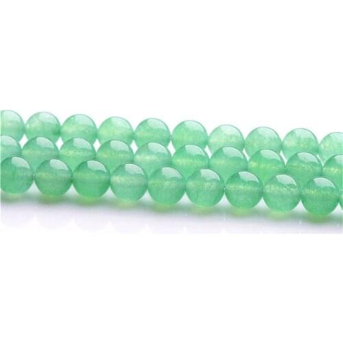 RONGQING 1 String Apple-Green Chalcedony Loose Beads 4/6/8/10/12/14mm Bracelet Necklace Accessories
