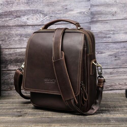 Geniune Leather Mens Crossbody Shoulder Bags Multi-function Tote Fashion Business Travel Man Messenger Large Capacity Handbags
