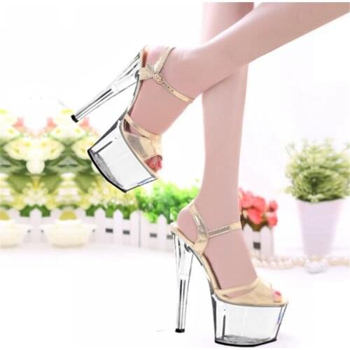 17cm Han edition of high-grade gold flash dress shoes high heels show a fashion show Sandals