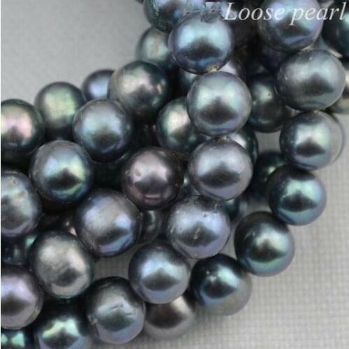 Unique Pearls jewellery Store Round Potato 8-8.5mm Black Freshwater Pearl Loose Beads One Full Strand YLC1-29