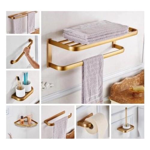 Vidric Antique Bronze Bathroom Accessories set Shelves Grab Bar Soap Holder Towel Rail Toilet Brushed Holder Toilet Paper Holder