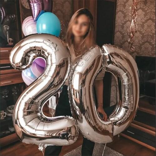 2pcs/lot Boys Girls 20th Birthday Digital Balloons 32/40inch Foil Number Balloon Adult Birthday Party Anniversary Decor Supplies