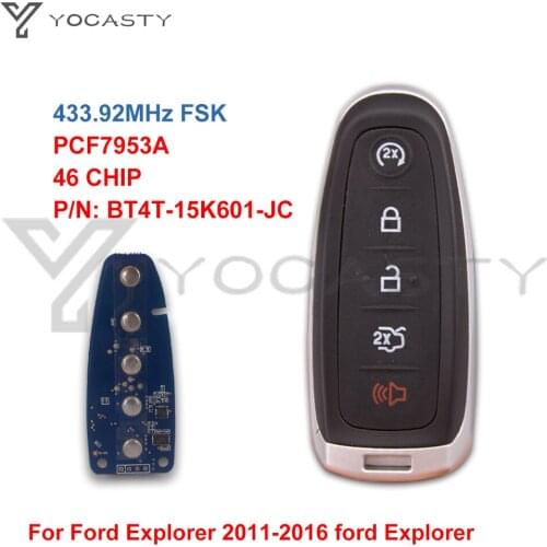 YOCASTY 5 Buttons 433MHz PCF7953 Chip Smart Remote Key For Ford Focus Edge Escape Explorer Taurus Flex 2011-2016 BT4T-15K601-JC