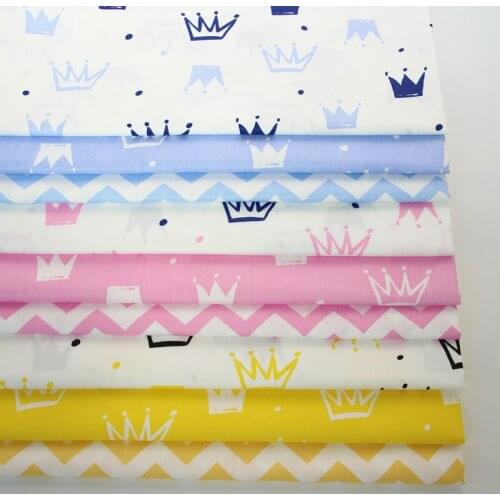 ZENGIA 50x160cm Nordic Crown Wave ZigZag Twill Cotton Fabric For Baby Sewing Quilting Fat Quarters Children DIY Patchwork Fabric