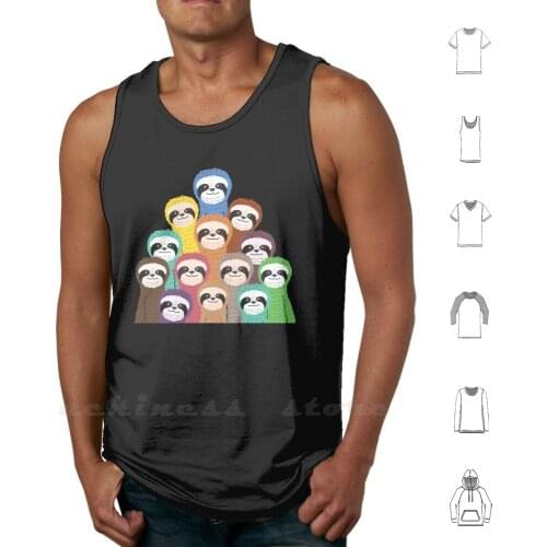 Sloth Pattern Tank Tops Vest 100% Cotton Sloth Sloths Colorful Pattern Animal Animals Slow Cute Adorable Fun Cartoon Nature