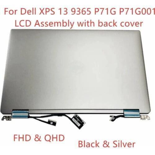 Free shipping 13.3" For Dell XPS 13 9365 P71G P71G001 LCD Touch Screen Display FHD QHD+ Touch Digitizer Full Assembly With Hings