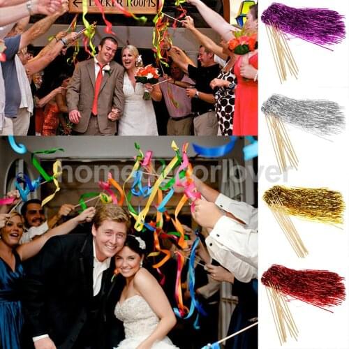 10pcs Fairy Magic Twirling Ribbon Bell Sticks Wands Wedding Party Decoration