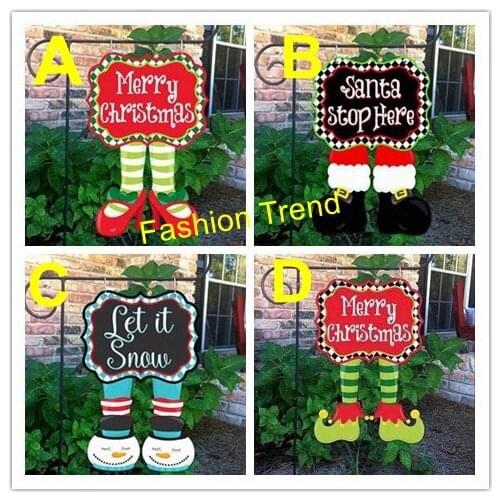 100pcs/lot wholesale monogram blank Christmas elf pants stocking garden flag 4 styles outdoor yard flags personalize X-mas