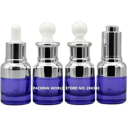 20ml purple glass bottle with silver shoulder and silver collar bulb dropper for serum/oil/essence/liquid dropper bottle