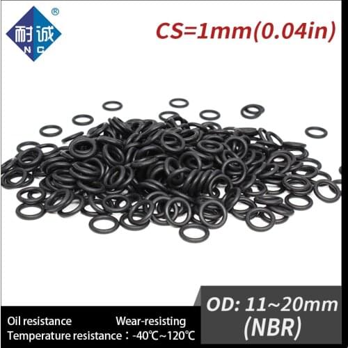 20PCS/lot free shipping Rubber Black NBR CS 1mm OD11/12/13/14/15/16/17/18/19/20mm O Ring Gasket Oil resistant waterproof