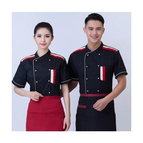 2019 New Chef Jacket Cook Top Coat Clothing Women Men Short Sleeve Restaurant Uniform Work Wear Cake Cafe Pastry Work Clothes