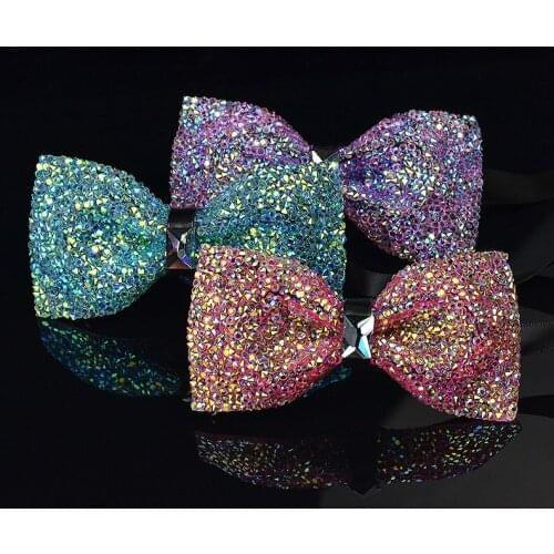 2019 High Quality Mens Gypsophila Rhinestones Bowtie Wedding Groom Shiny Bow Tie Boys and Girls Casual Party Butterfly Bowtie