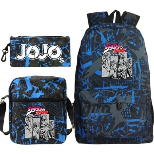 3pcs Set JO JO Adventure Children School Backpacks Cool Schoolbag Student Shoulder Bag for Boy Pen Pencil Bags