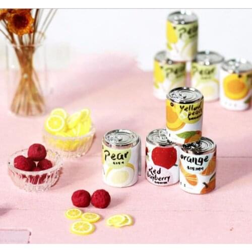 4PCS/Lot Mini Fruit Cans 1:12 Miniature Dollhouse Food Pretend Play Blyth BJD OB11 Doll Accessories