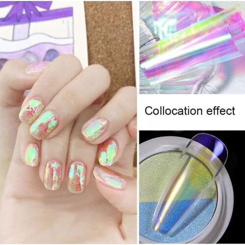 5*20cm Aurora Broken Glass Foils Stickers 5 Colors Laser Cellophane Nails Art Decoration Mirror Glitter Decal DIY