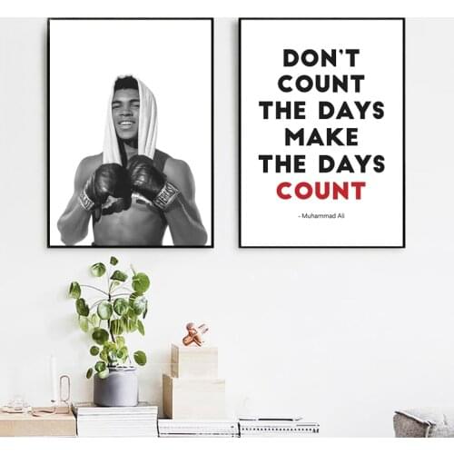Black White Boxing Champion Photo Canvas Poster Boxing Sport Inspirational Quote Art Painting Print Wall Picture Home Decor