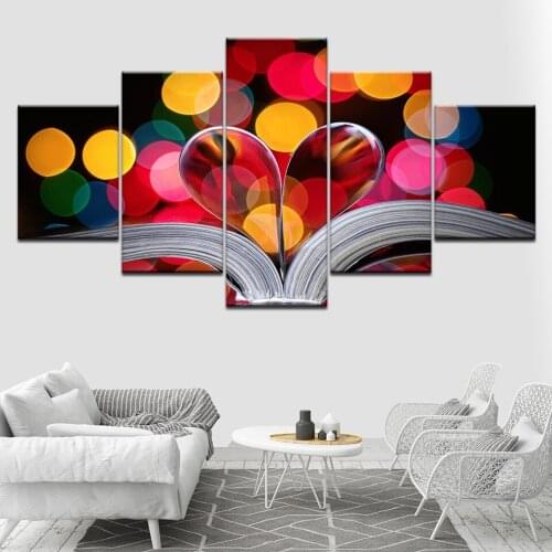 Heart-shaped colored abstract 5 Piece HD Wallpapers Art Canvas Print modern Poster Modular art painting Living Room Home Decor