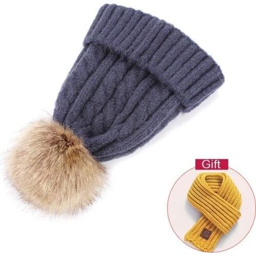 Children Hat Toddler Kids Baby Warm Winter Wool Hat Knit Beanie Hat Baby Boys Girls Cap 1-6Y Buy One Get Two (Hat+Scarf)