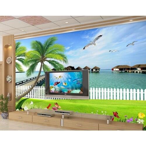 Home Decoration 3d room wallpaper landscape Sea tree Photo wallpaper custom wallpaper TV setting wall of sitting room sofa