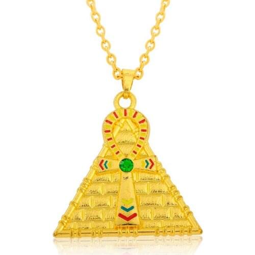 Enamel Religion Cross Pendant Ankh Pyramid Pendant Jewelry Accessory High Quality Egyptian Cross Ethnic Necklace
