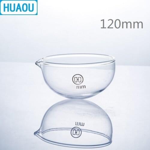 HUAOU 120mm Evaporating Dish Round Bottom with Spout Borosilicate 3.3 Glass Laboratory Chemistry Equipment