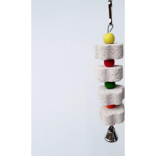 100pcs Bird Parrot Toy with Bell Natural Chewing Stone Bite Hanging Cage Swing Climb Chew Toys