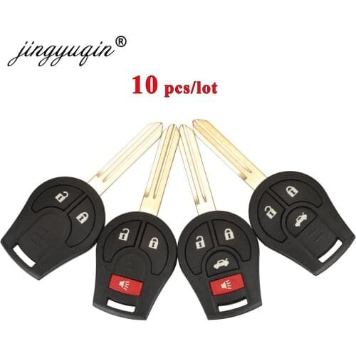 Jingyuqin 10pcs 2/3/4 Buttons Car Remote Key Shell for NISSAN Juke March Qashqai Sunny Sylphy Tiida X-Trail Cube S SL Rogue