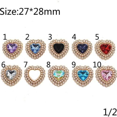 Hot Sales 5pcs/Lot Heart-Shaped Pearl Alloy Rhinestone Buttons Decor accessories DIY Sewing Beautiful Button Wedding Decoration
