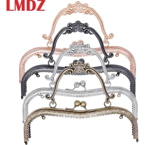 LMDZ 1PCS Vintage Metal Purse Frame 20.5cm Vintage Elegant Women Clutch Bag Kiss Clasp Lock With Handle DIY Hardware Accessories