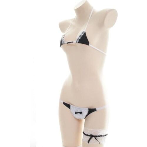 Cute Japanese Maid Uniform Kawaii Women Bra &Panties 2PCS Set Bikini Cute Lolita Underwear Cosplay Hot Fetish Sexy Lingerie