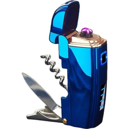 Multi-function With Bottle Open Rechargeable Lighter USB Double Arc Cigarette Lighter New Unique Creativity Mens Gift