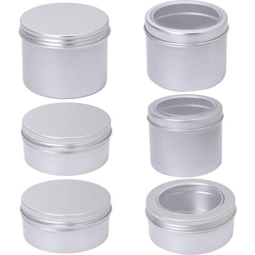 180ml Refillable Storage Box Rangement Boite Aluminium Empty Cosmetic Pot Jar Tin Container Silver Box Screw Lid Craft Bottle