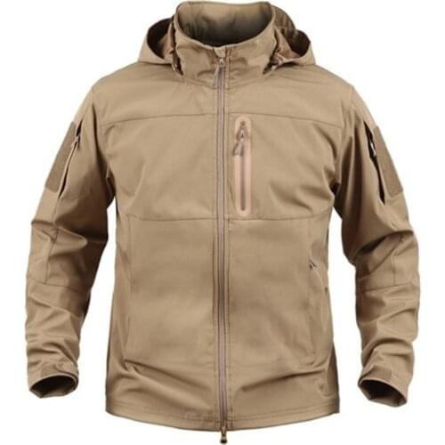 Army Tactical Camouflage Jacket Men Softshell Waterproof Military Jacket Male Windbreaker Hoodie Jacket Multi-pocket Coat