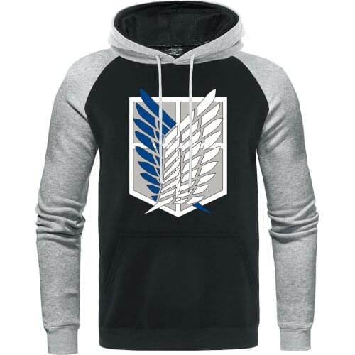 Wings Of Freedom Mikasa Hoodies Japanese Anime Sweatshirt Men Raglan Pullover Autumn Winter Mens Hoodie Attack on Titan Hoody