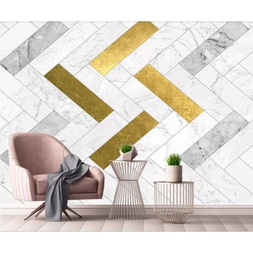 Bacal Custom 3D wallpaper mural geometric gold Mosaic marbling TV background 5d wall paper decorative painting huda