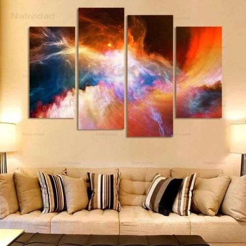 Special and Unique Colorful Sky Clouds Wonders Pictures 4 Pieces Canvas Painting Home Room Decoration Wall Decor No Frame
