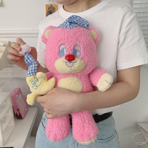 2020 New Kawaii Bear Plush Toy 35cm Soft Pink Stuffed Animal Plush Doll Baby Accompany Christmas Toy For Children Birthday Gift