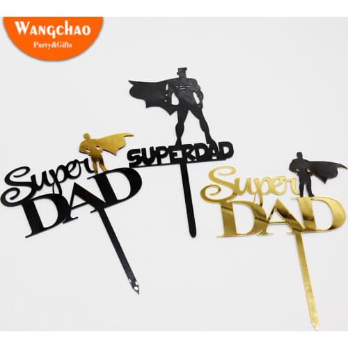 New Acrylic Super Dad Happy Birthday Cake Topper Fathers Day Daddy Birthday Party Cake Decorations Favors Supplies