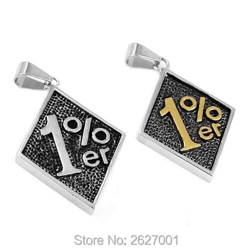 Wolesale 1% ER One Percent Motorcycles Biker Pendant Stainless Steel Jewelry Silver Gold Fashion Motor Biker Men Pendant SWP0400