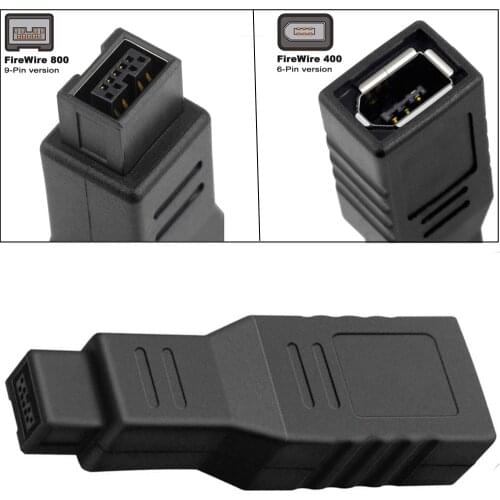 ERE FireWire 400 to 800 Adapter Converter IEEE 1394a 6-Pin Female to 1394b 9-Pin Male