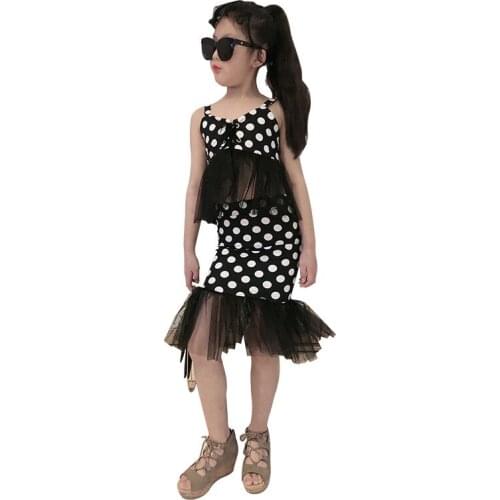 Vest+Skirts Chiffon Dots 2Pcs Sets Age For 9 month - 10 Years Baby Girls Back To School Outfits 2021 New Summer Children Clothes