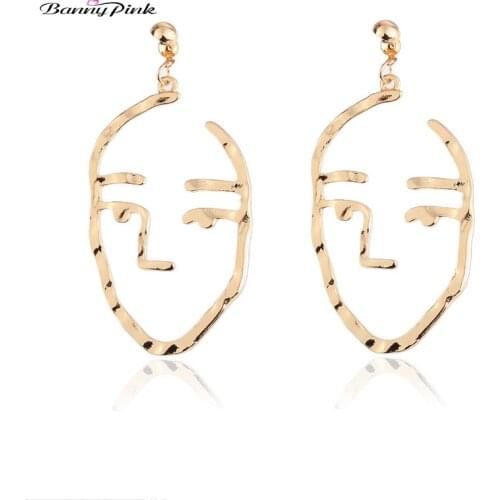 Banny Pink Punk Irregular Face Pendant Earrings For Women New Degisn Face Stud Earrings Vintage Earrings Gift Drop Shipping