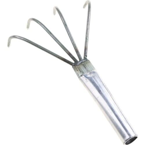 Agricultural Carbon Steel Four-toothed Tines Rake Small Handle Peanut Lawn Leaf Tweezers Garden Tools A0KF