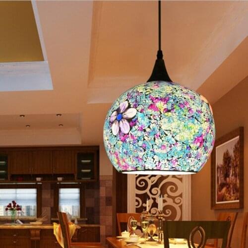 25cm Bohemian style glass lampshade Mediterranean multicolor pendant lamp corridor for bedroom single-head