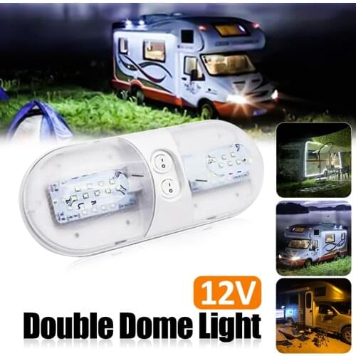 Camper Accessories RV LED 12V Fixture Ceiling Trailer Camper Marine Oval Double Dome Light LED Camper Freight Car Ceiling Light