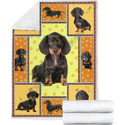 Dachshund yellow fleece blanket frame Printed Blanket Adults/kids Fleece Blanket Sherpa Blanket