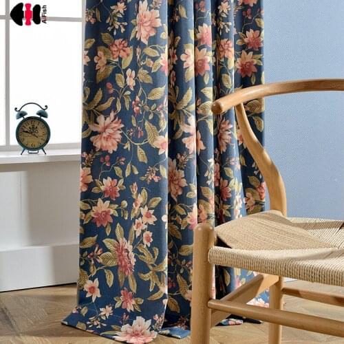 Oriental Classic Flower Printing Curtains Republican China Polyester Cotton Bedroom Grandparents French Window Blinds WP099C