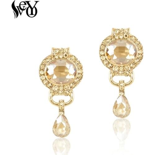 VEYO Rhinestone Dangle Earrings Vintage Red Crystal Drop Earrings for Women 2018 Brand Fashion Jewelry