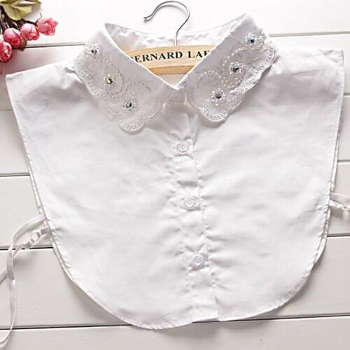 Coat Collar Women purchasing womens super exaggerated jacket pearl lace necklace Fake collar cotton white shirt collar spring