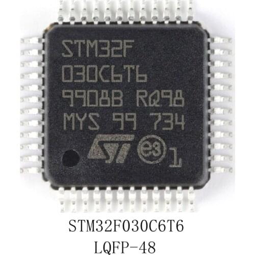 1Pcs/Lot STM32F030C6T6 STM32F030 ARM® Cortex®-M0 STM32F0 Microcontroller IC 32-Bit 48MHz 32KB (32K x 8) FLASH 48-LQFP (7x7)